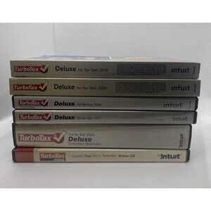 5 Turbo Tax Deluxes 2002, 2006 - 2010 Federal + State includes Federal E-File